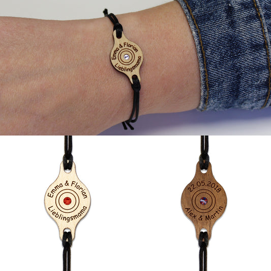 Armband "Kreise" personalisiert mit Glitzerstein - Nanino Design Onlineshop -