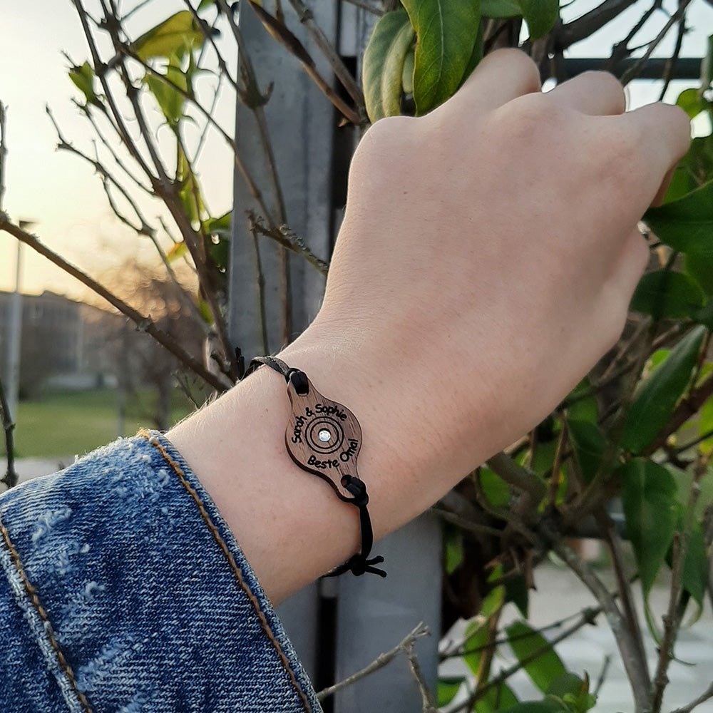 Armband "Kreise" personalisiert mit Glitzerstein - Nanino Design Onlineshop -