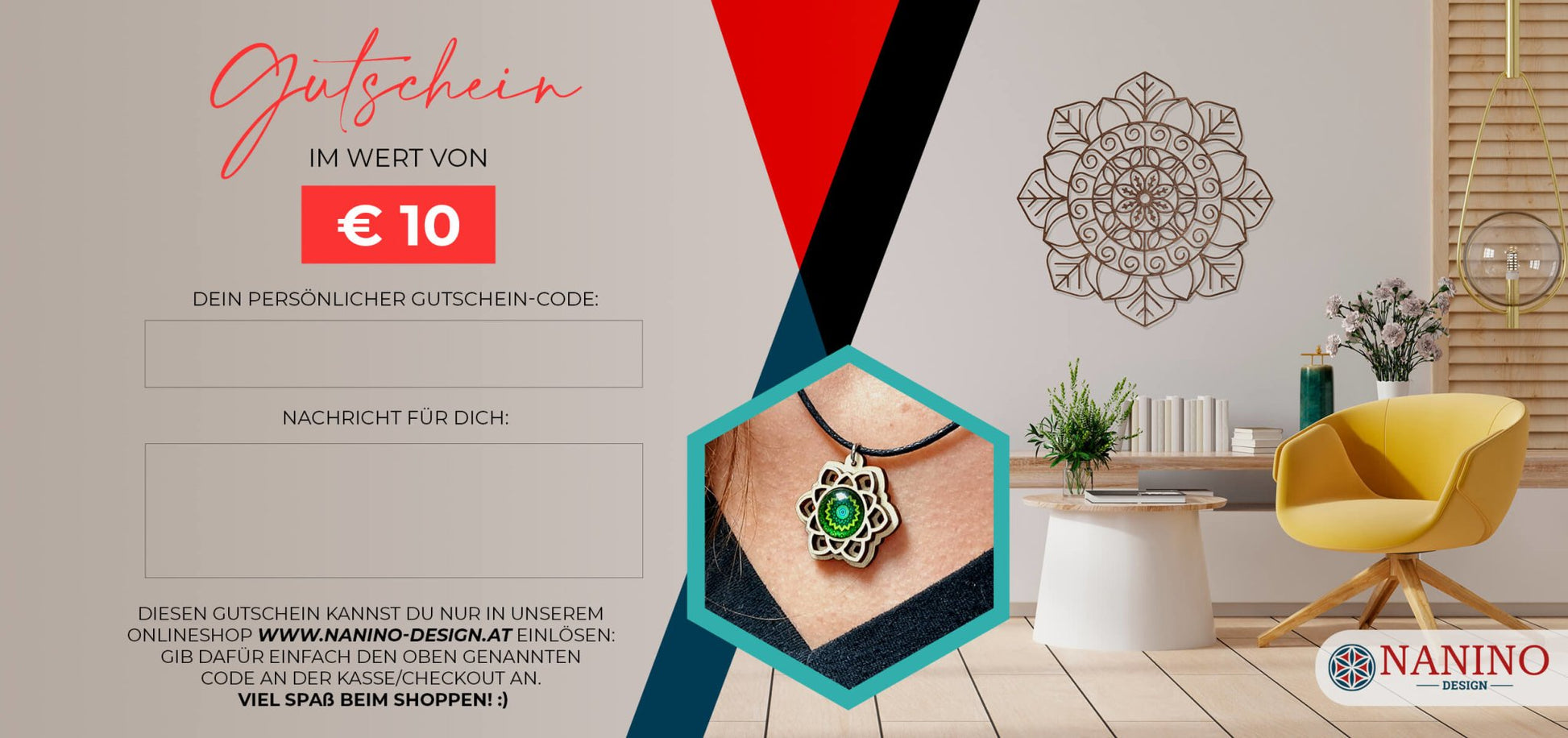 Geschenkgutschein 10€ (digital) - Nanino Design Onlineshop -