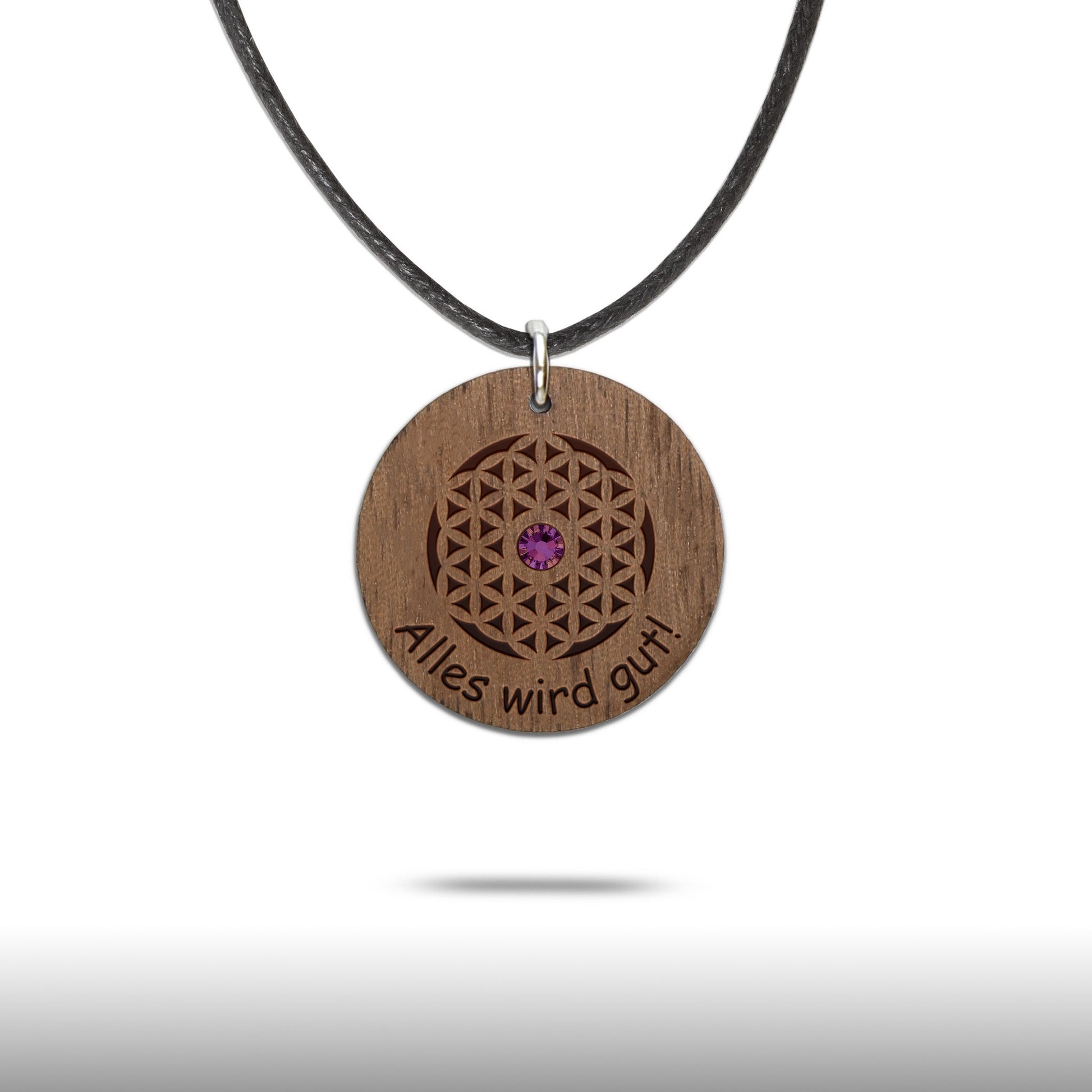 Halskette "Blume des Lebens" personalisiert, Glitzerstein - Nanino Design Onlineshop -