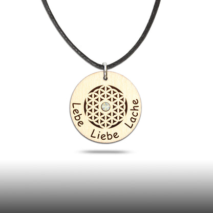 Halskette Blume "Lebe Liebe Lache" - Nanino Design Onlineshop -