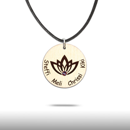 Halskette "Lotusblume" personalisiert, Glitzerstein - Nanino Design Onlineshop -