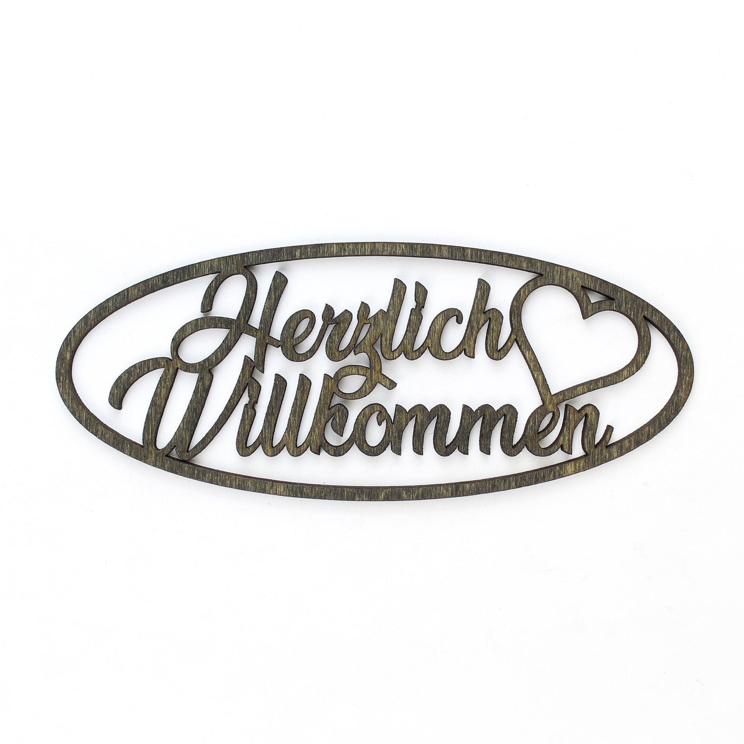 Spruch Holz oval "Herzlich Willkommen" - Nanino Design Onlineshop -