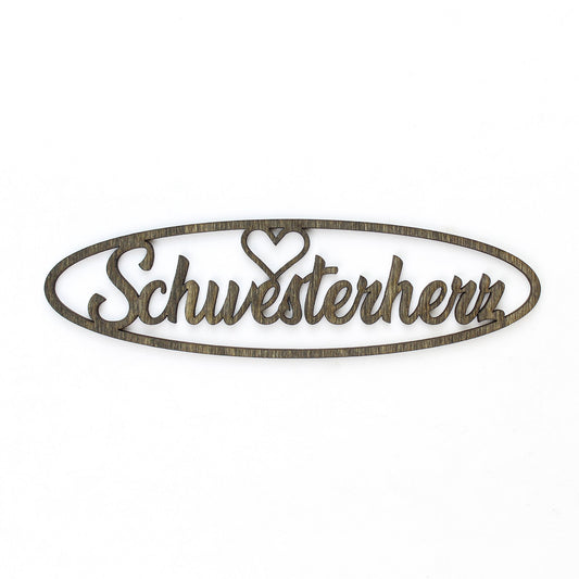 Spruch Holz oval "Schwesterherz" - Nanino Design Onlineshop -