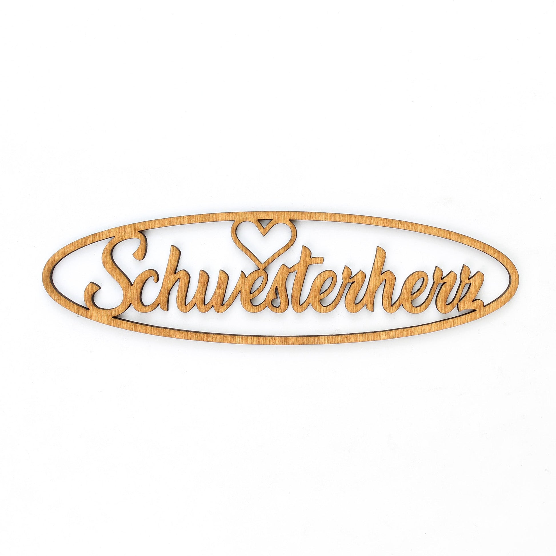 Spruch Holz oval "Schwesterherz" - Nanino Design Onlineshop -