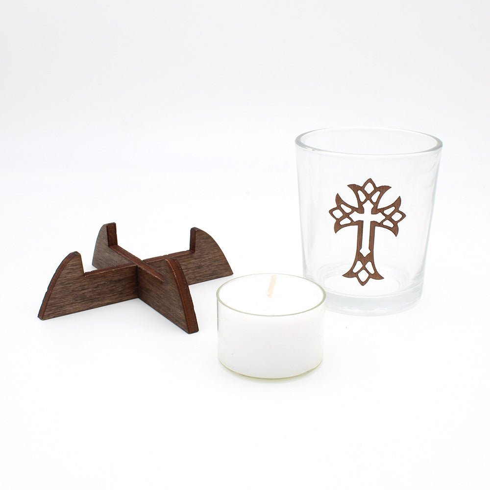 Teelicht "Kreuz" mit Kerze - Nanino Design Onlineshop -