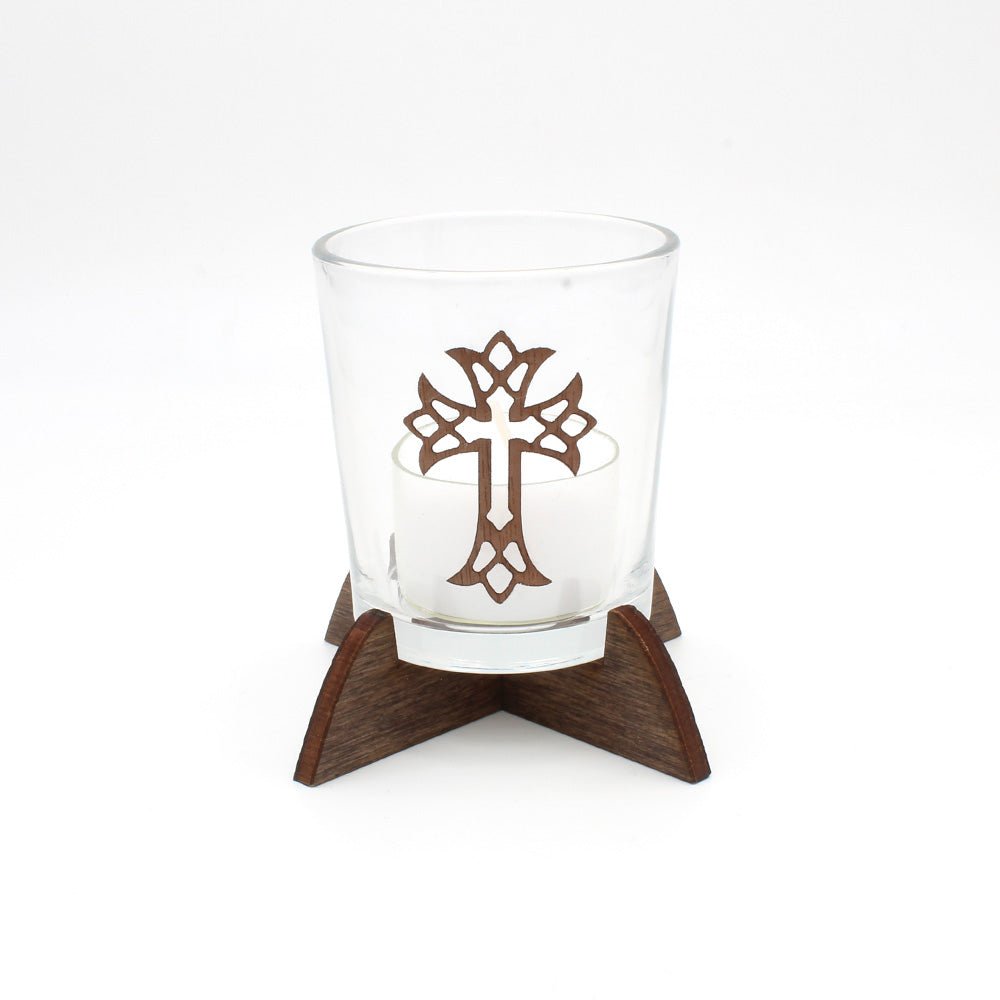 Teelicht "Kreuz" mit Kerze - Nanino Design Onlineshop -