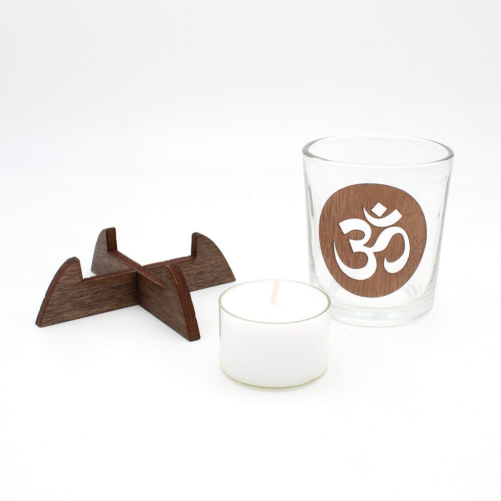 Teelicht "OM" mit Kerze - Nanino Design Onlineshop -