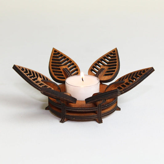 Teelichthalter Holz "Blatt" - Nanino Design Onlineshop -