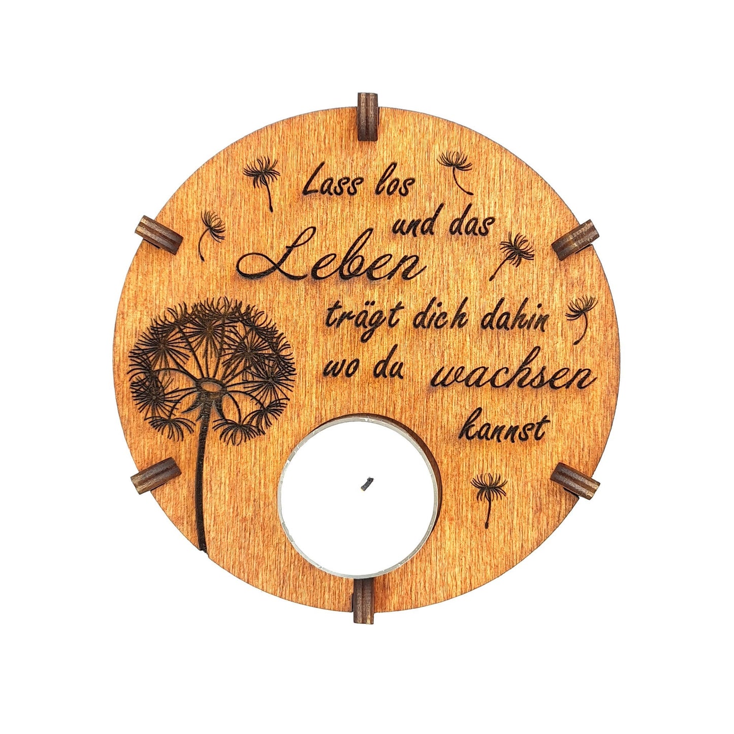 Teelichthalter Spruch "Leben", Holz - Nanino Design Onlineshop -