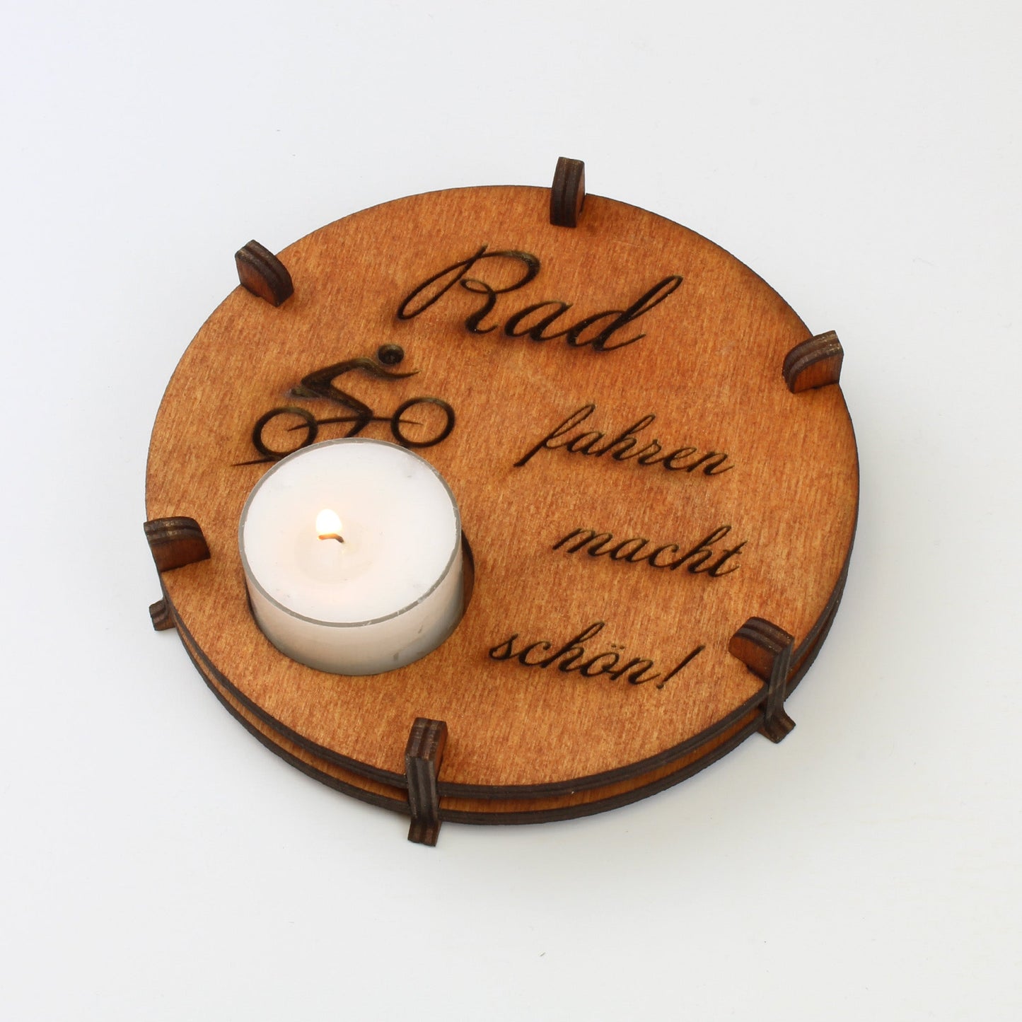 Teelichthalter Spruch "Rad", Holz - Nanino Design Onlineshop -