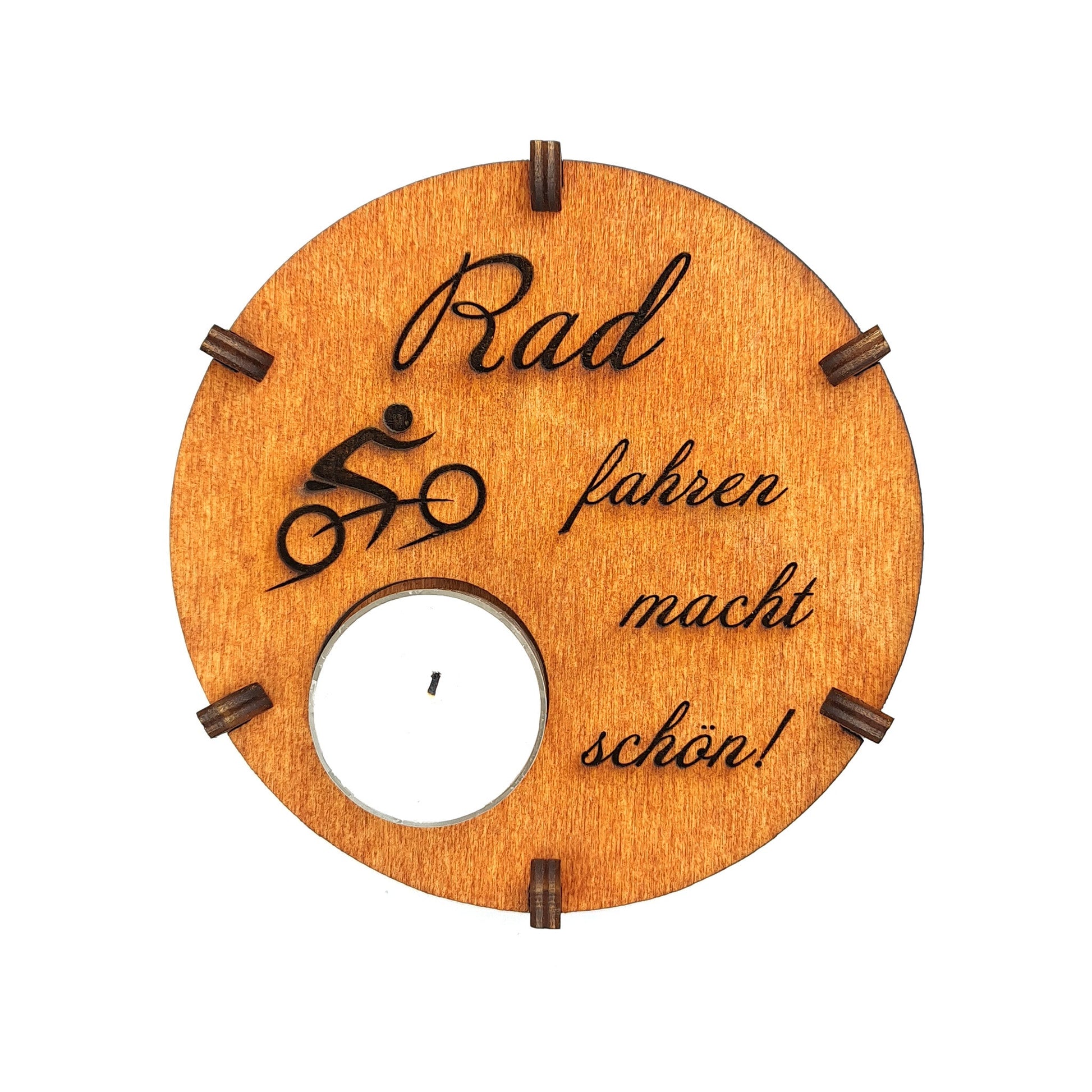 Teelichthalter Spruch "Rad", Holz - Nanino Design Onlineshop -