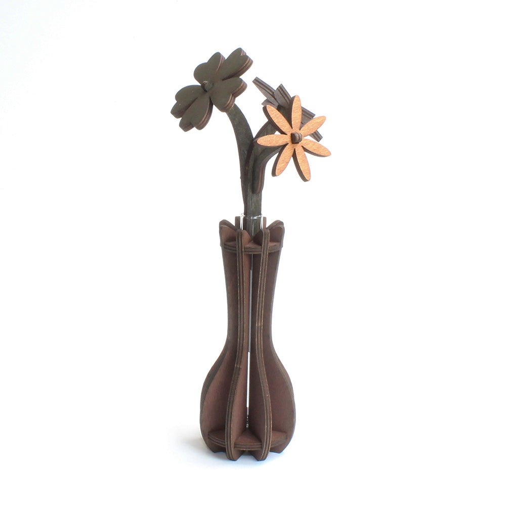 Vase mit Glaseinsatz dunkelbraun - Nanino Design Onlineshop -