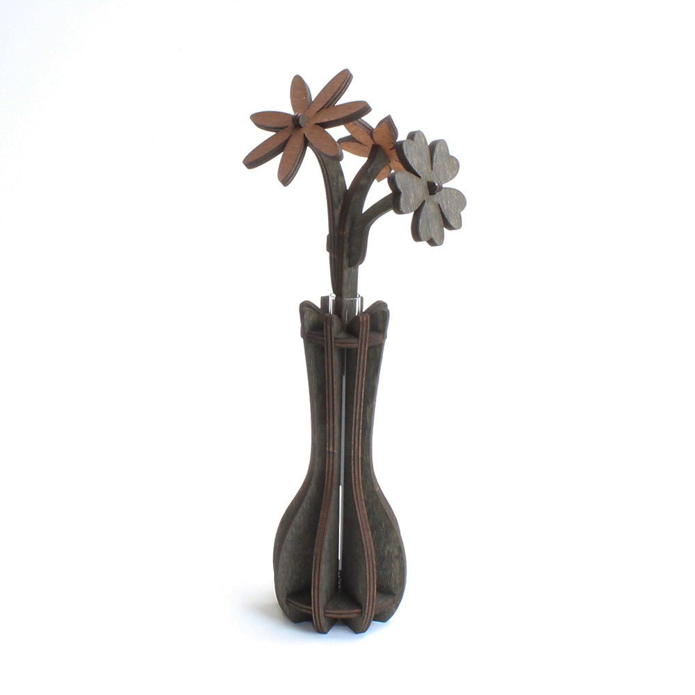 Vase mit Glaseinsatz graubraun - Nanino Design Onlineshop -