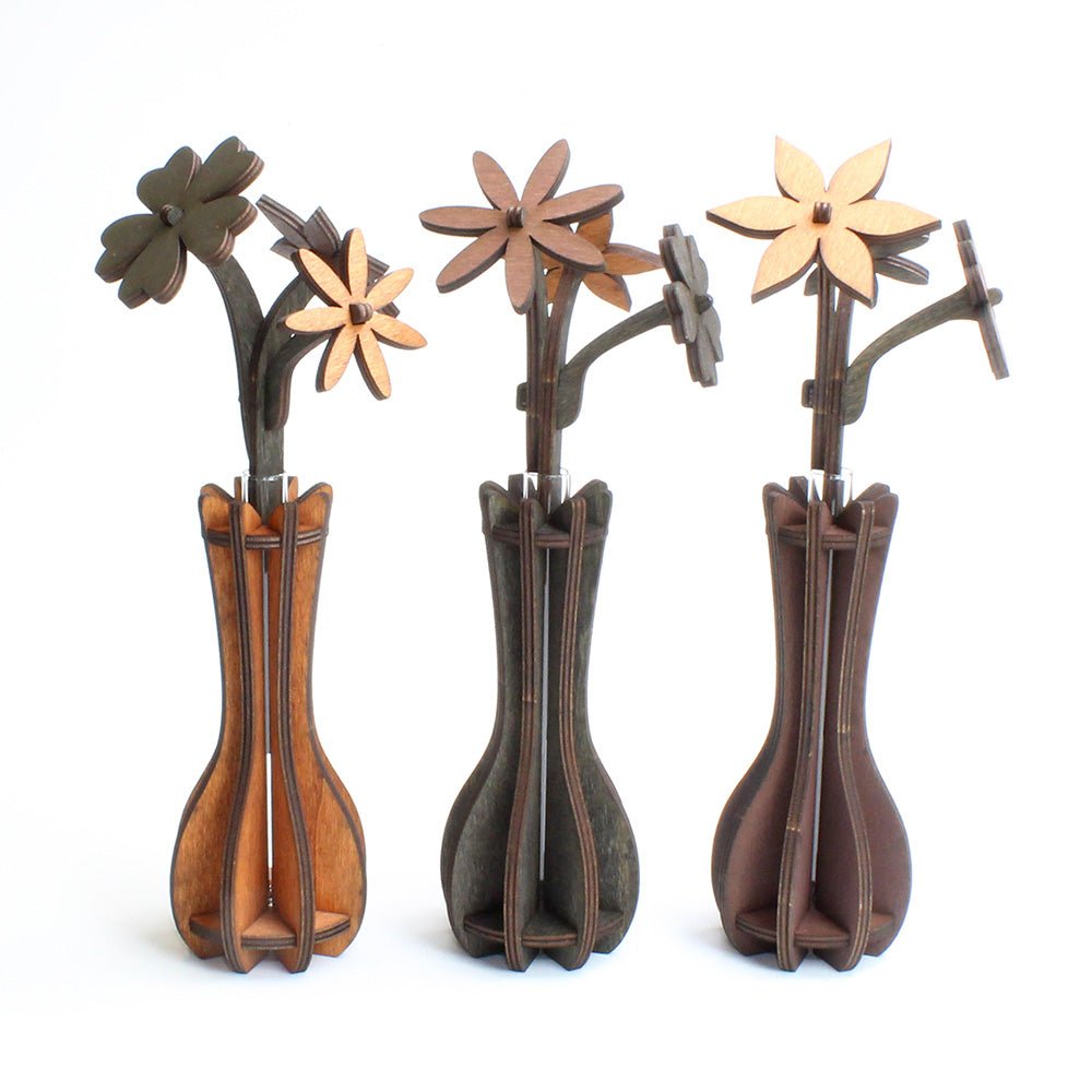 Vase mit Glaseinsatz graubraun - Nanino Design Onlineshop -