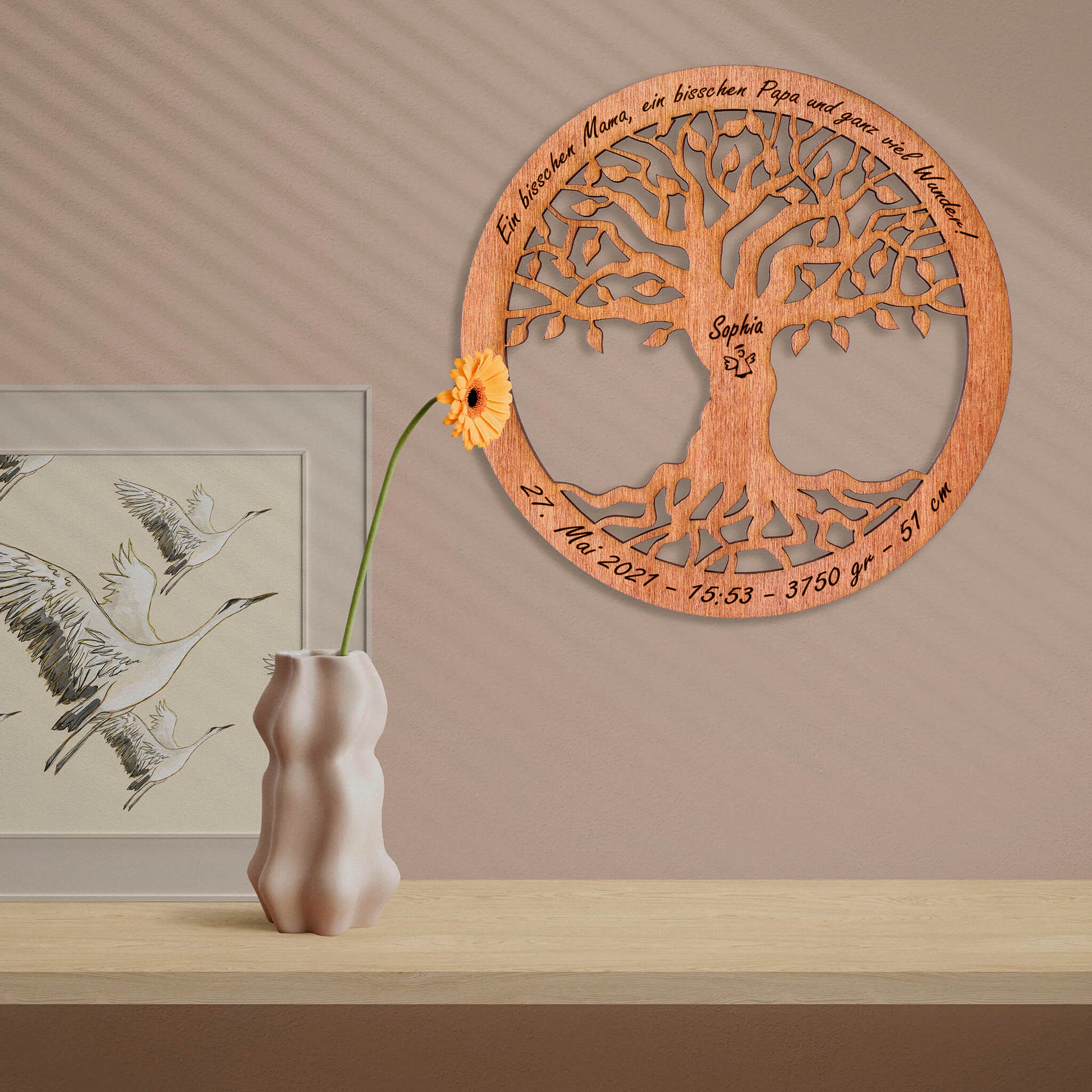 Wandbild Baum des Lebens "Geburt/Taufe", personalisiert - Nanino Design Onlineshop -