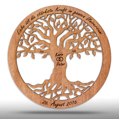Wandbild Baum des Lebens "Hochzeit / Liebe", personalisiert - Nanino Design Onlineshop -