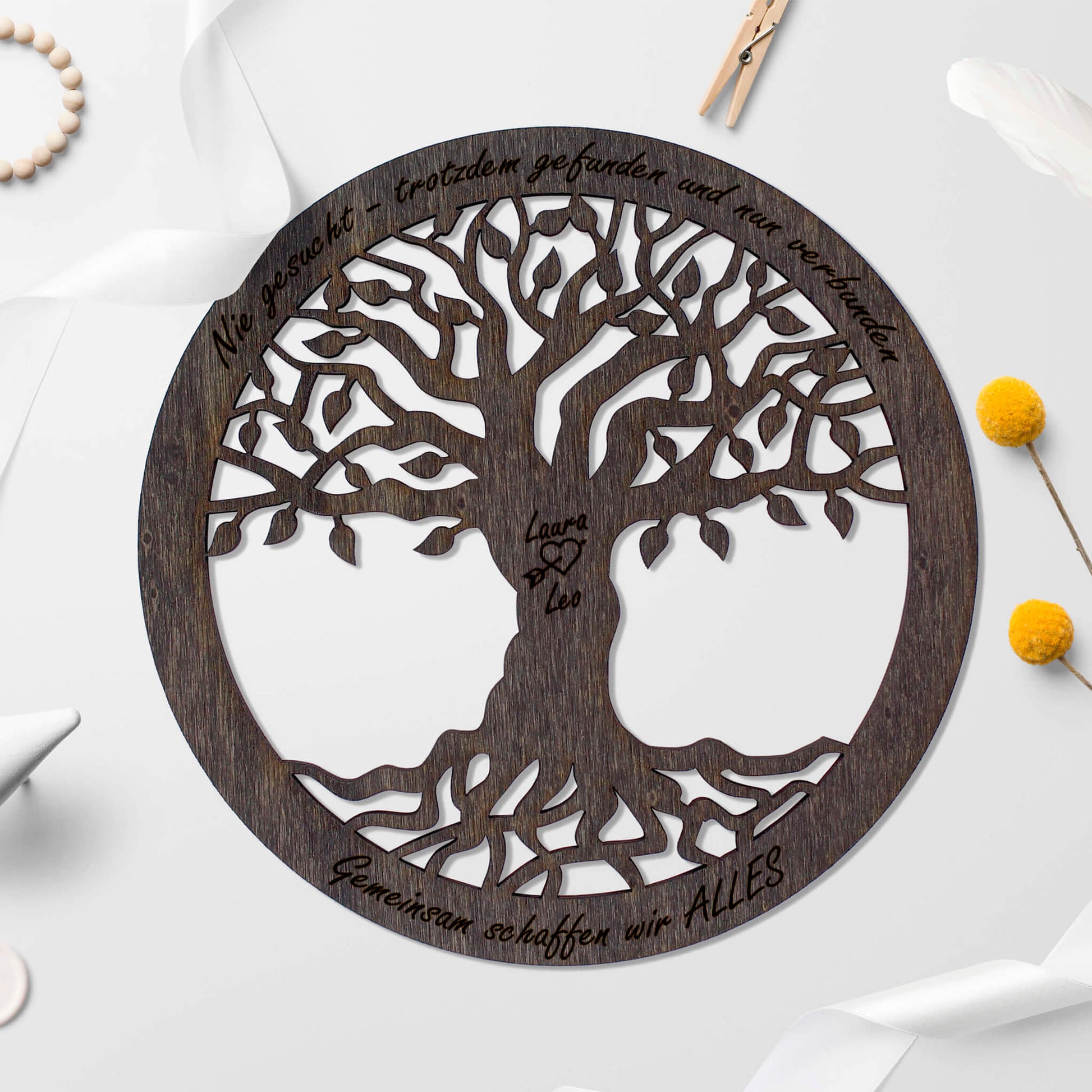 Wandbild Baum des Lebens "Hochzeit / Liebe", personalisiert - Nanino Design Onlineshop -