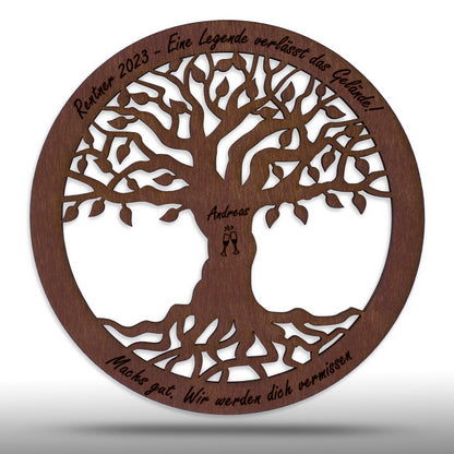 Wandbild Baum des Lebens "Pension/Ruhestand/Rente", personalisiert - Nanino Design Onlineshop -
