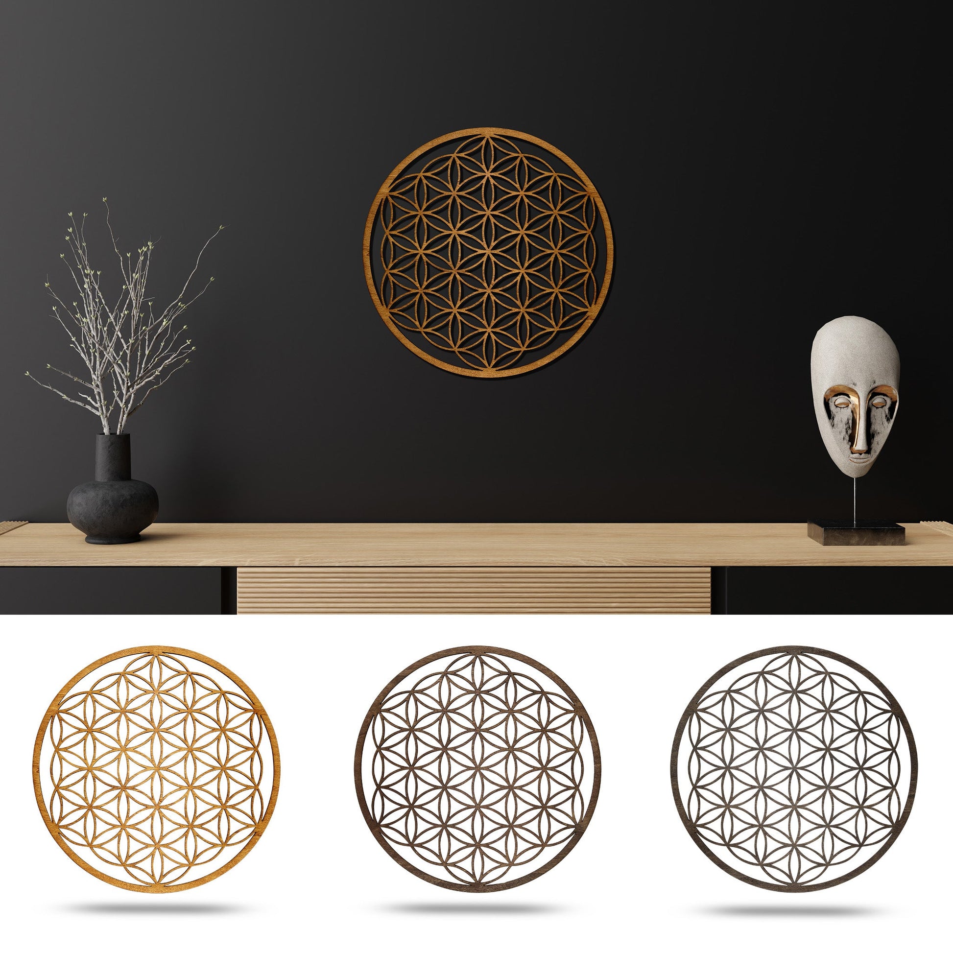 Wandbild Holz "Blume des Lebens" - Nanino Design Onlineshop -