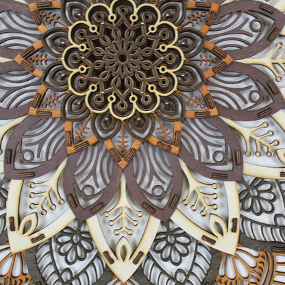 Wandbild Holz "Mandala Naturfarben" 8-lagig, 80cm - Nanino Design Onlineshop -