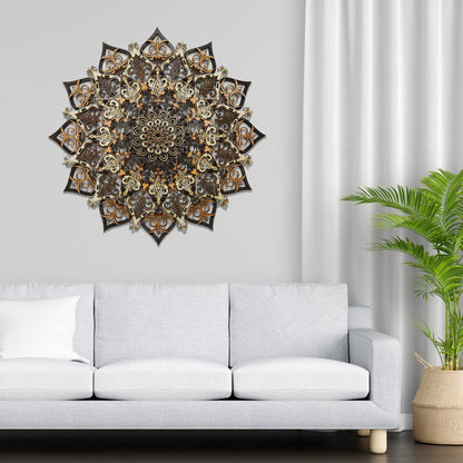 Wandbild Holz "Mandala V2 Naturfarben" 8-lagig, 80cm - Nanino Design Onlineshop -