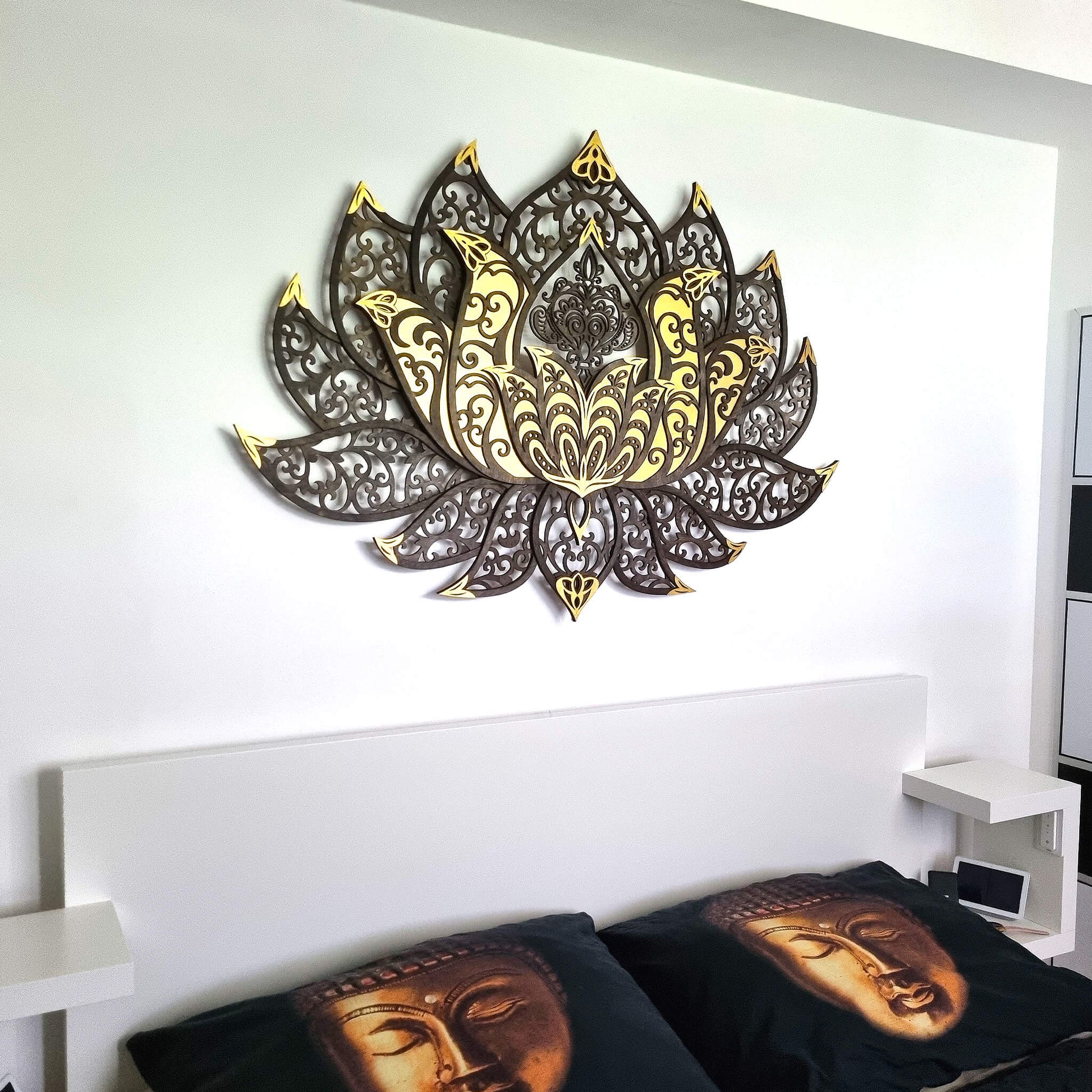 Wandbild XXL Lotusblume Orient "Gold" - Nanino Design Onlineshop -