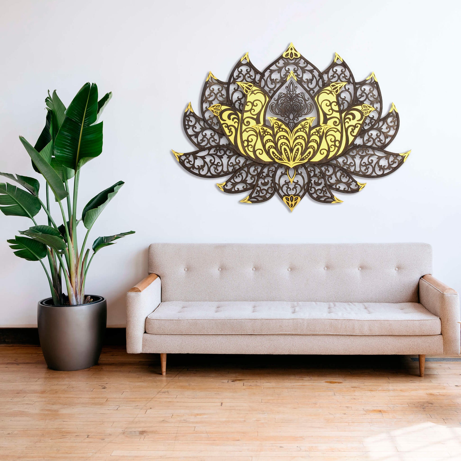 Wandbild XXL Lotusblume Orient "Gold" - Nanino Design Onlineshop -